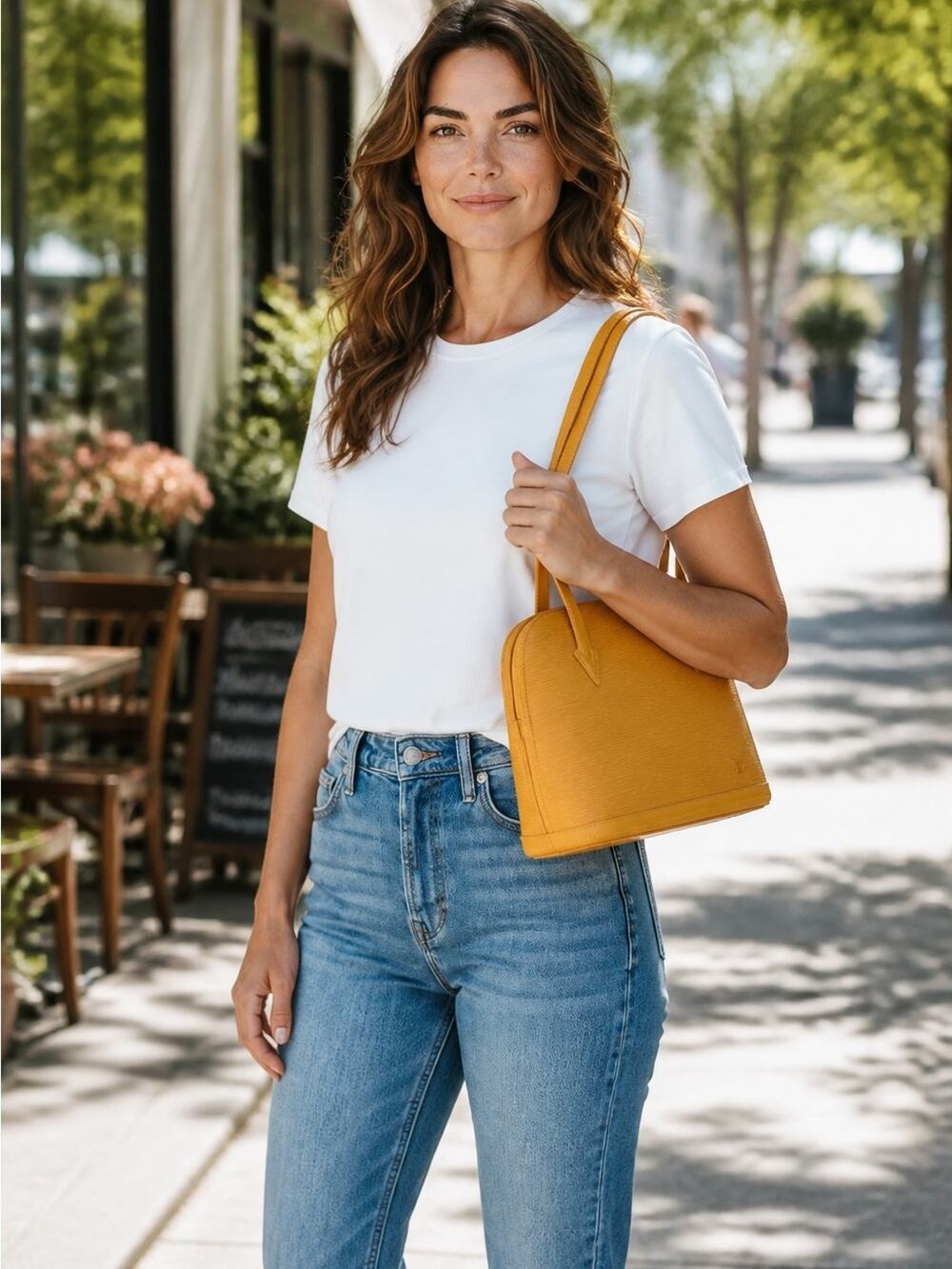 Louis Vuitton Epi Lussac Shoulder Tote Bag M52289 Tassil Yellow Leather